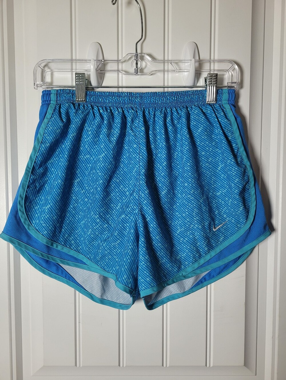 Nike Teal-Trim Blue Women's Athletic Shorts with pattern